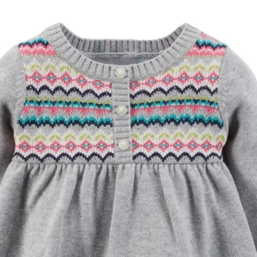 Carter’s | Baby Girl Fair Isle Sweater Dress Outfit Set w/ Hat, Booties & Socks
